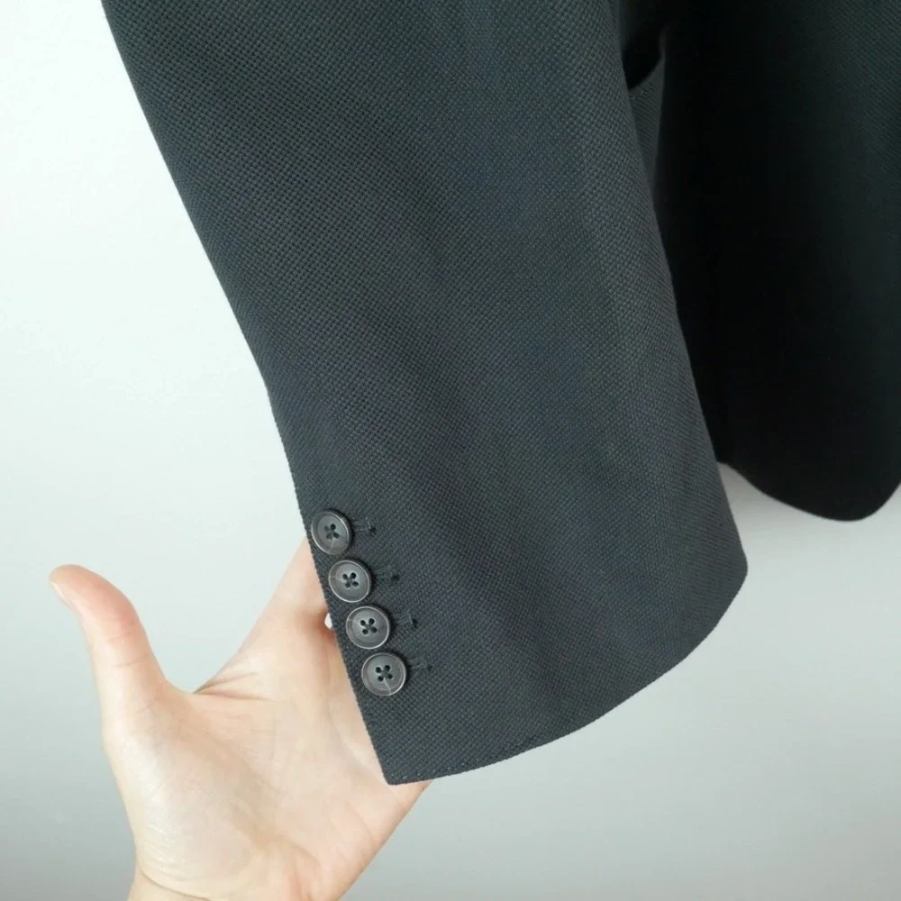 Quince Mens Organic Cotton Pique Knit Blazer Blazer Black Sport Coat XXL Jacket